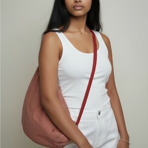 Vintage OP Ocean Pacific Red Striped Women’s Shoulder Sling Tote Bag Surfer Girl